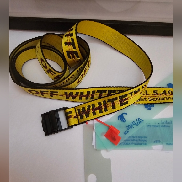 #1 OFF-WHITE Mini Industrial Belt AUTHENTIC 💛🖤💛 - Picture 4 of 10